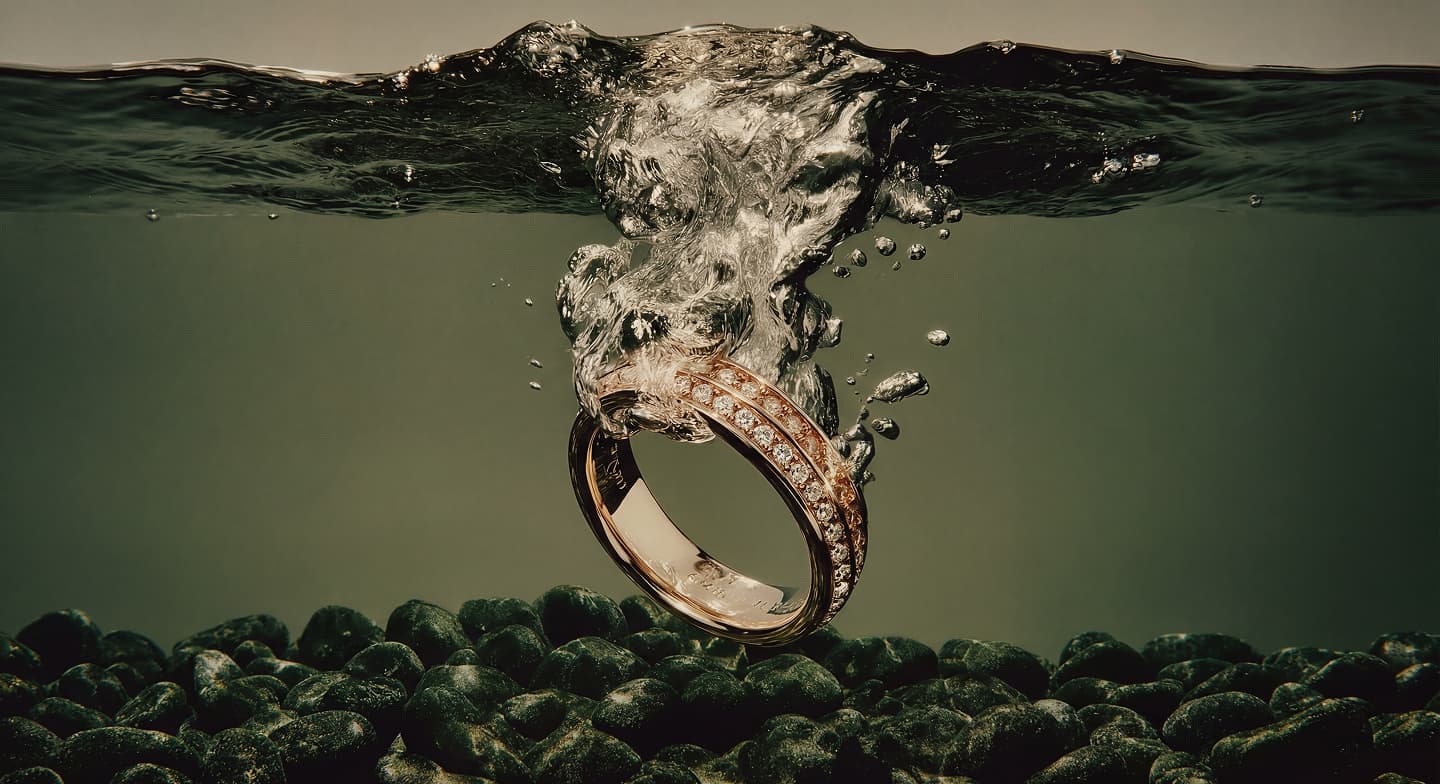 Solitaire engagement ring on a soft studio backdrop